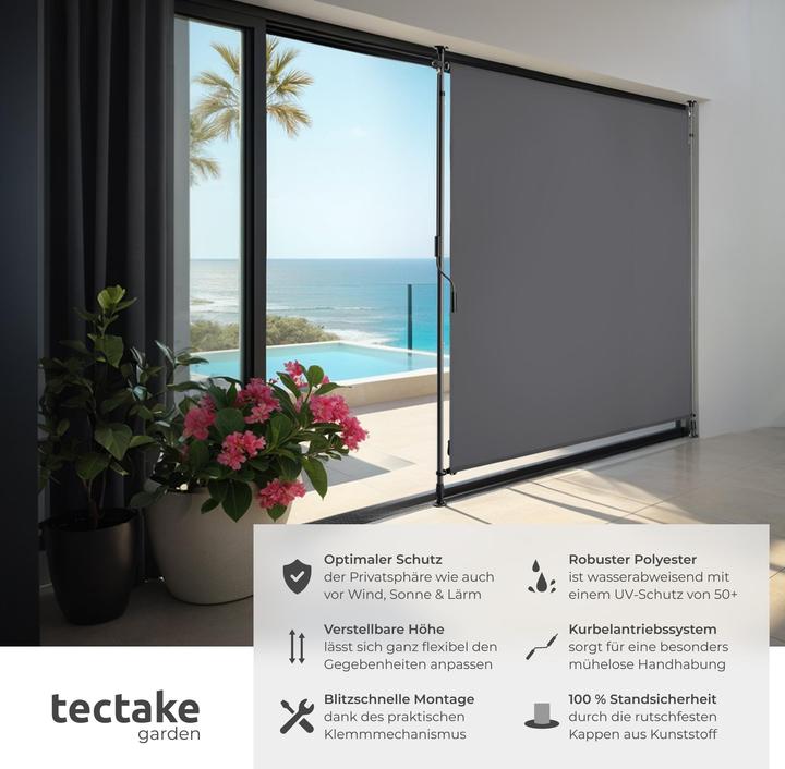 Produktbild tectake Klemmmarkise Taija mit Handkurbel (1.28 m)