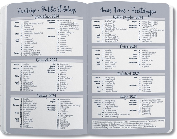 Nährwerte und Zutaten Jolie Taschenagenda (A6, Deutsch, Französisch, Italienisch, Englisch)