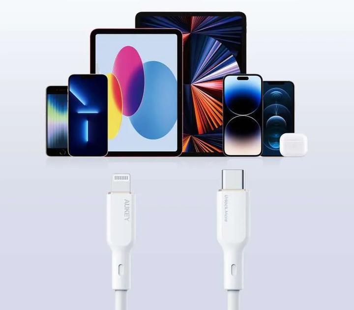 Produktbild Aukey USB-C - Lightning MFi 27W silicone USB cable, 1.8 m (1.80 m, USB 2.0, 27 W)