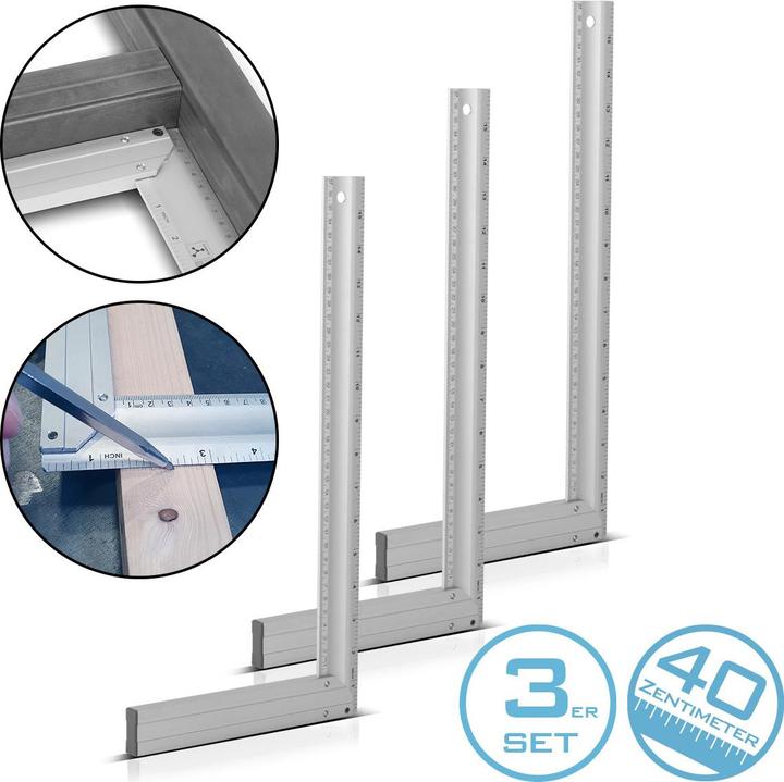 Produktbild Stahlwerk Aluminium-Anschlagwinkel 3er Set 400 mm Schlosserwinkel | Flachwinkel