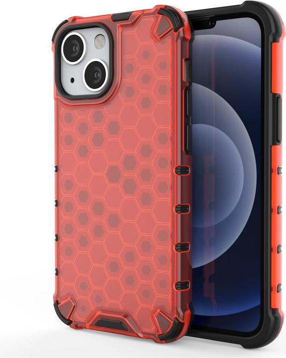 Hurtel Honeycomb Case armor cover with TPU Bumper for iPhone 13 mini red (Apple iPhone 13 mini)