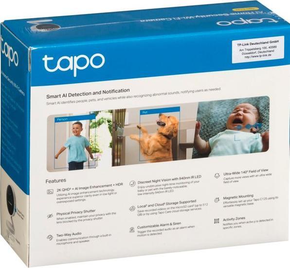 Produktbild TP-Link Tapo C125 AI 4MP QHD WLAN-Kamera MicroSD (2560 x 1440 Pixels)