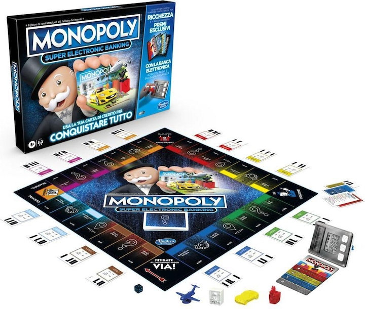 Productafbeelding Hasbro Monopoly Super Elektronisch Bankieren Bedrijfsimulatie voor volwassenen en kinderen (Italiaans)