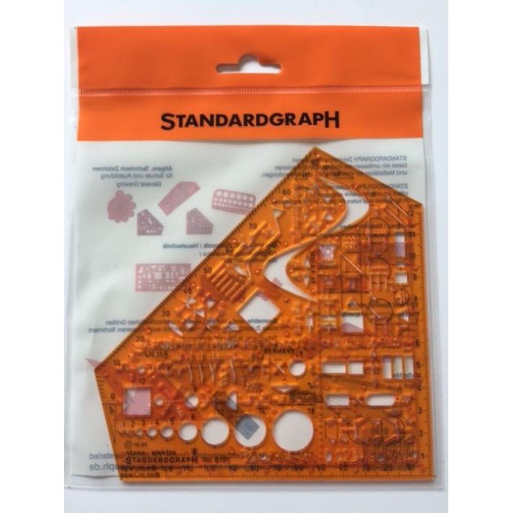 Thumbnail - Standardgraph, Lineal, Schablone Schul-Winkel orange (155 mm)