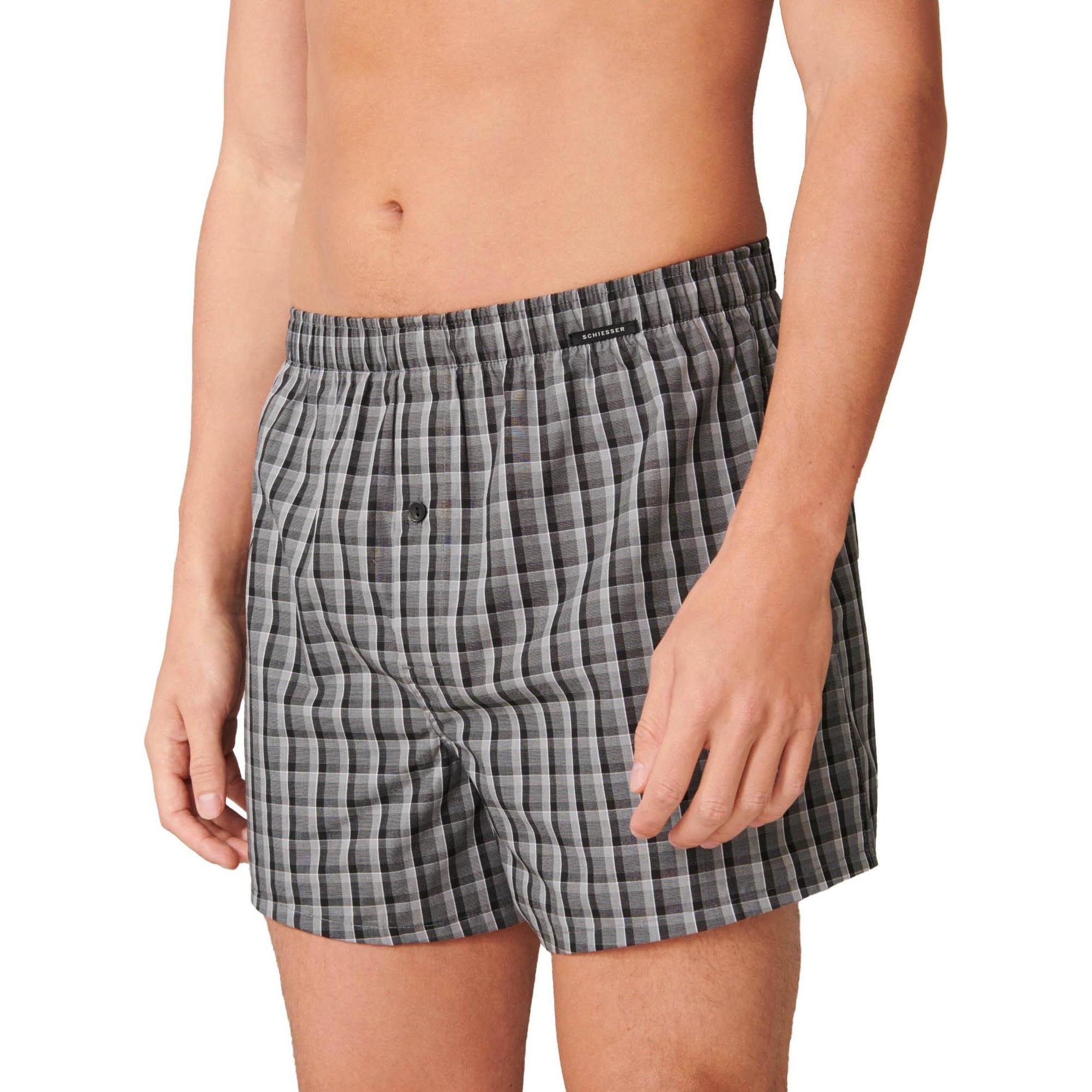 Thumbnail - Schiesser, Herren, Unterhosen, 2er Pack Web Boxershorts, Schwarz, (4XL, 2er Pack)