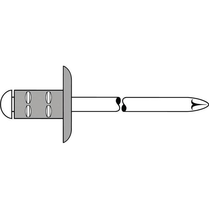 Gesipa, Nieten, Blindniet PolyGrip Nietschaft d x l 4 x 10 mm K12 Aluminium / Edelstahl 500 Stück