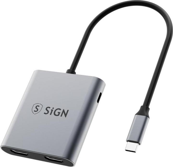 SIGN Adapter USB-C to 2x HDMI 2.0 and USB-C PD (HDMI, USB Typ-C)
