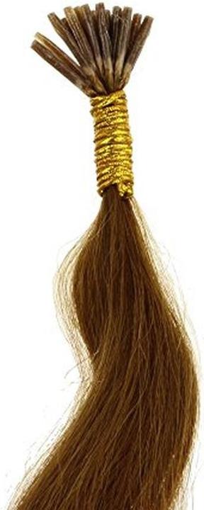 Actual product image Hair2heart 200 x Microring ITip Real Hair Extensions 40 cm 05 g strands Smooth Colour 8 Light Brown (8 Light Brown, 40 cm)