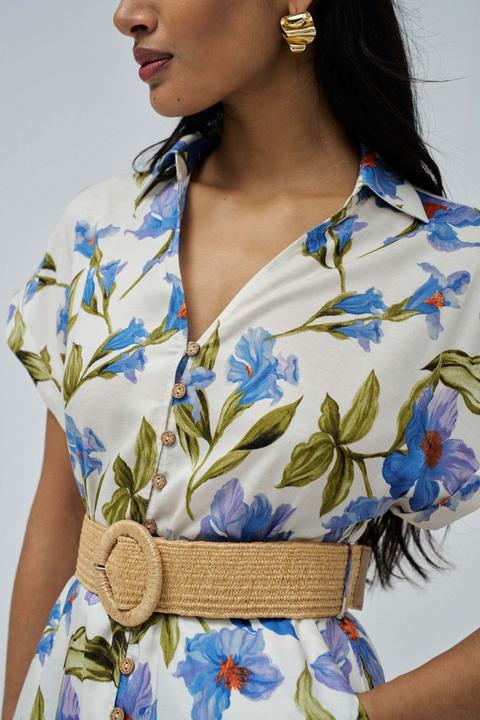 Produktbild Salsa Jeans Midikleid Linen Shirt Dress With Front Buttoned Belt (S)