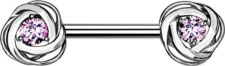 Produktbild Star Piercing Barbell silber Rosenblüte Kristall pink (Messing, Chirurgenstahl 316L)