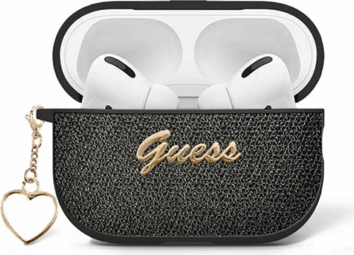 Guess Metallic Script Charm Case for AirPods 4 - Black (Kopfhörer Tasche)