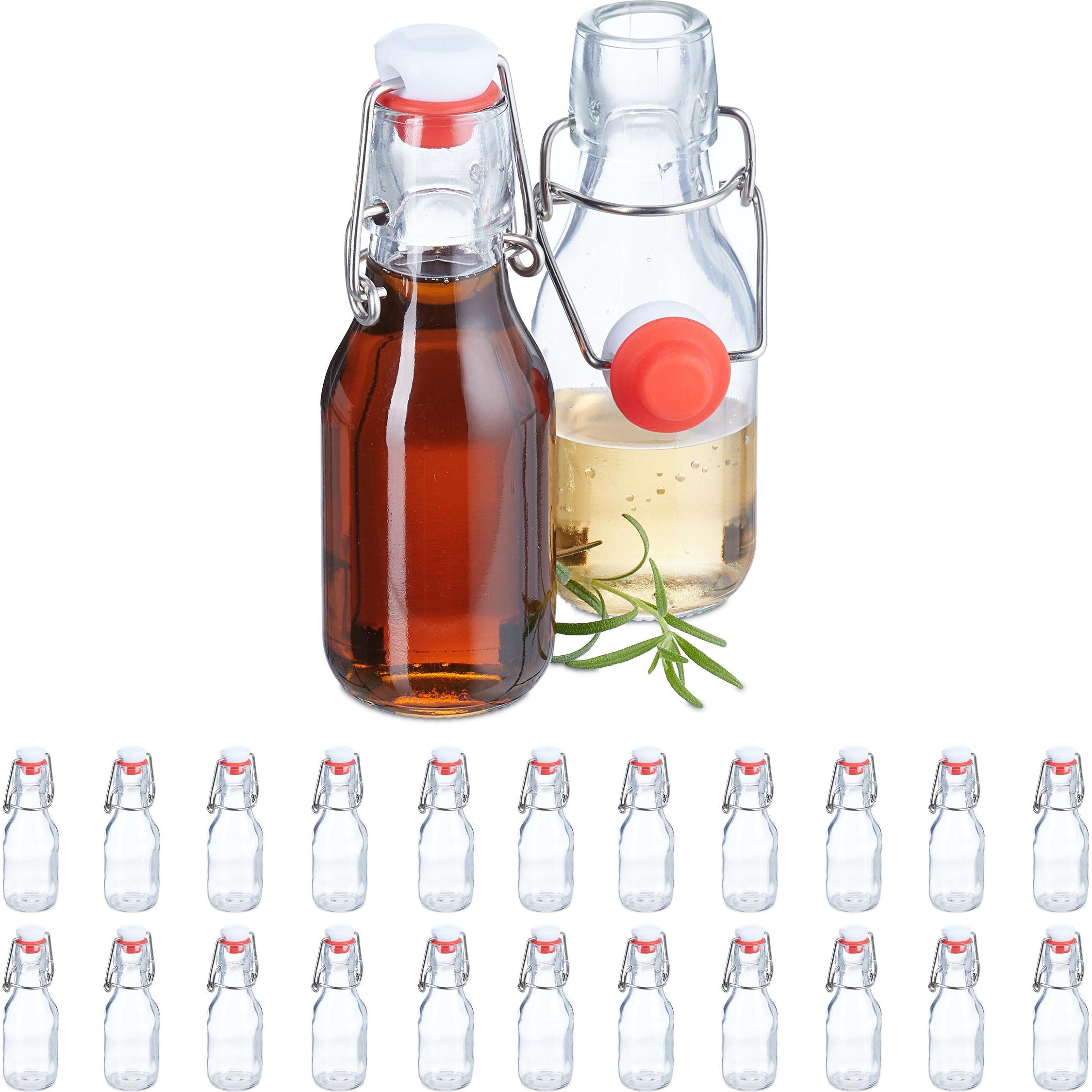Relaxdays 24x Bügelflasche, Einmachgläser, Transparent