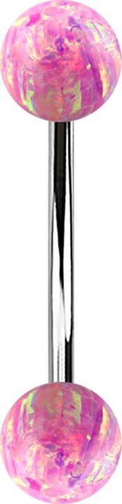 Immagine prodotto Star Piercing Micro banana argento con due palline rosa opale (senza ottone, Acciaio chirurgico 316L)