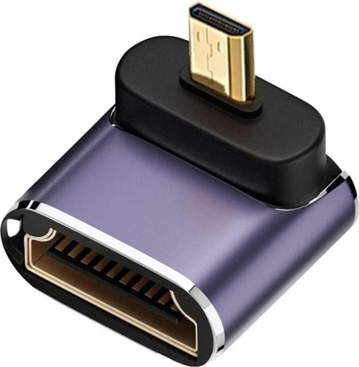 Actual product image PowerGuard Micro HDMI to HDMI 2.1 90 Degree Angle Down Adapter (Micro HDMI)