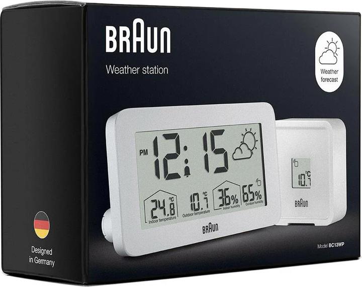 Actual product image Braun BC13WP digital alarm clock w. weather station