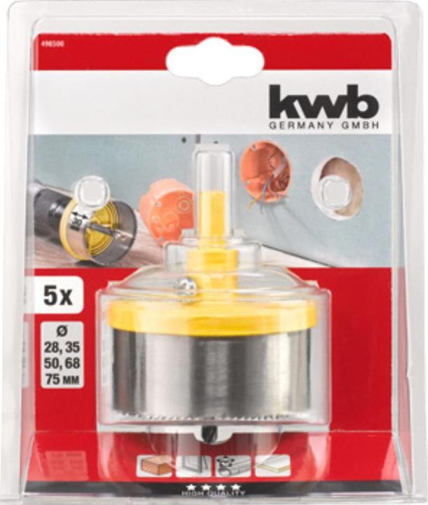 Produktbild kwb Lochsäge 2875/Tiefe 30/ 5 Kränze (50 mm, 68 mm, 35 mm, 28 mm, 75 mm)