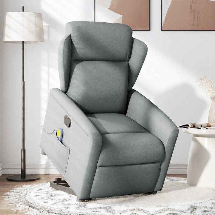 Actual product image VidaXL Massage chair with stand-up aid Light grey fabric