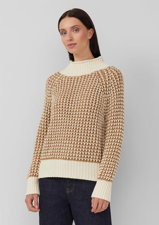 Produktbild s.Oliver Strickpullover Gemusterter Strickpullover mit Stehkragen im Relaxed Fit (48)