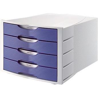 Soennecken, Dokumentenablage, Schubladenbox lichtgrau/blau A4 4 geschlossene Schübe blau (A4)