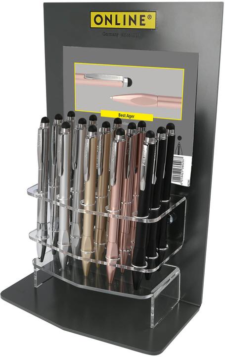 Actual product image Online BEST AGER - Ballpoint pen counter display (Beige, Black, Pink, Silver, 15x)