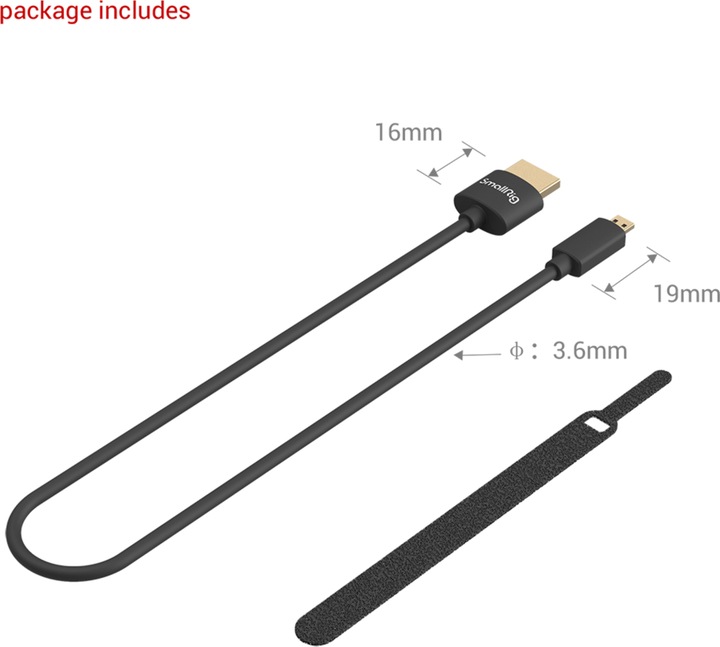 Actual product image SmallRig Micro HDMI (Typ D) — HDMI (Typ A) (0.35 m, HDMI)