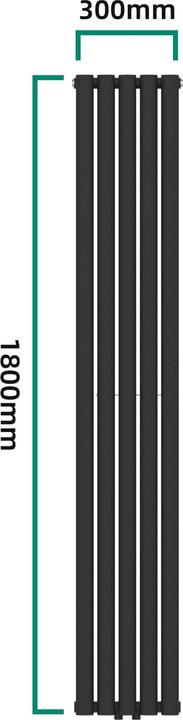 Actual product image Neu.Haus Design tubular radiator Nore Black 180x30cm double layer 1122W (1122 W)