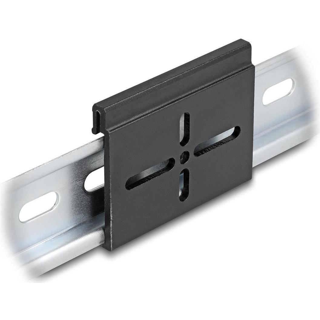 Delock Aluminium Montageclip für Hutschiene 60,0 x 47,8 mm s, Serverschrank Zubehör, Schwarz