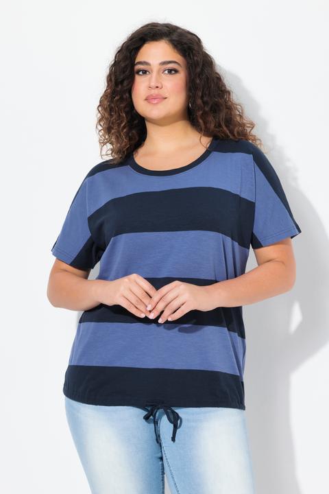 Immagine prodotto Ulla Popken T-shirt a righe con fascia nell'orlo, mezze maniche e scollo a girocollo (58)
