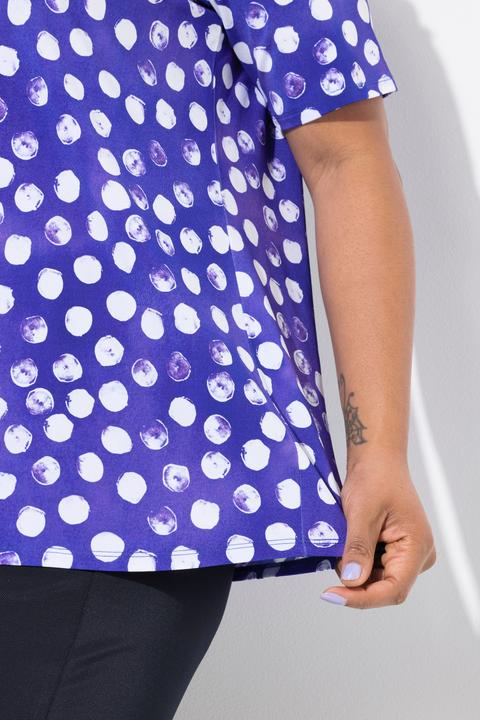 Produktbild Ulla Popken Slinky-Shirt, Tupfen, Zierfalte, V-Ausschnitt, Halbarm (50, 52)