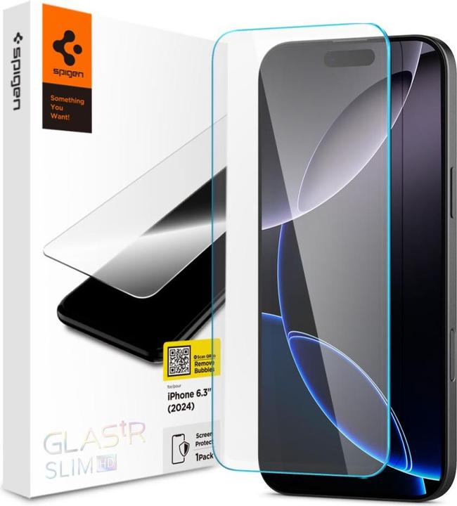 Actual product image Spigen Glas.Tr Slim for iPhone 16 Pro 6,3" clear (1 Piece, Apple iPhone 16 Pro)