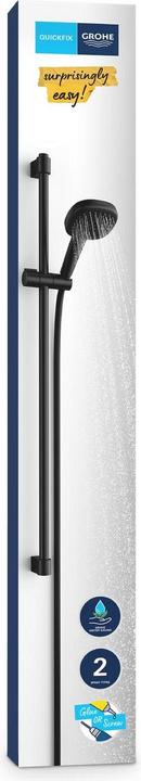Produktbild Grohe Vitalio Comfort 110 QuickFix Brausestangenset, kleben oder bohren, wassersparend, 2 Strahlarten, mat