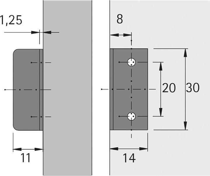 Productafbeelding Hettich Stopbeugel type 3011 staal (Hoekhoek, 100 Pcs.)