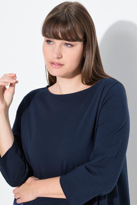 Image du produit Ulla Popken T-shirt en coton bio, encolure bateau et manches 3/4, coupe évasée (46, 48)