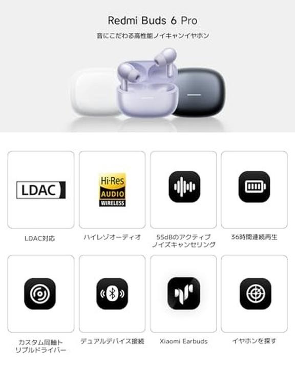 Image du produit Xiaomi Redmi Buds 6 Pro (ANC, 9.50 h, Sans fil)