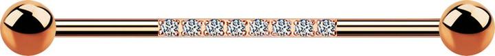 Immagine prodotto Star Piercing Barbell rosegold mit zwei Kugeln acht Kristalle silber (senza ottone, Acciaio chirurgico 316L)