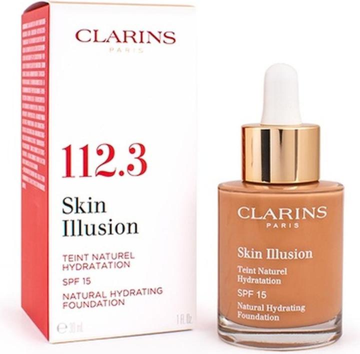 Actual product image Clarins Skin Illusion natural moisturizing foundation SPF 15 112.3 Sandalwood 30ml (112.3 Sandalwood)