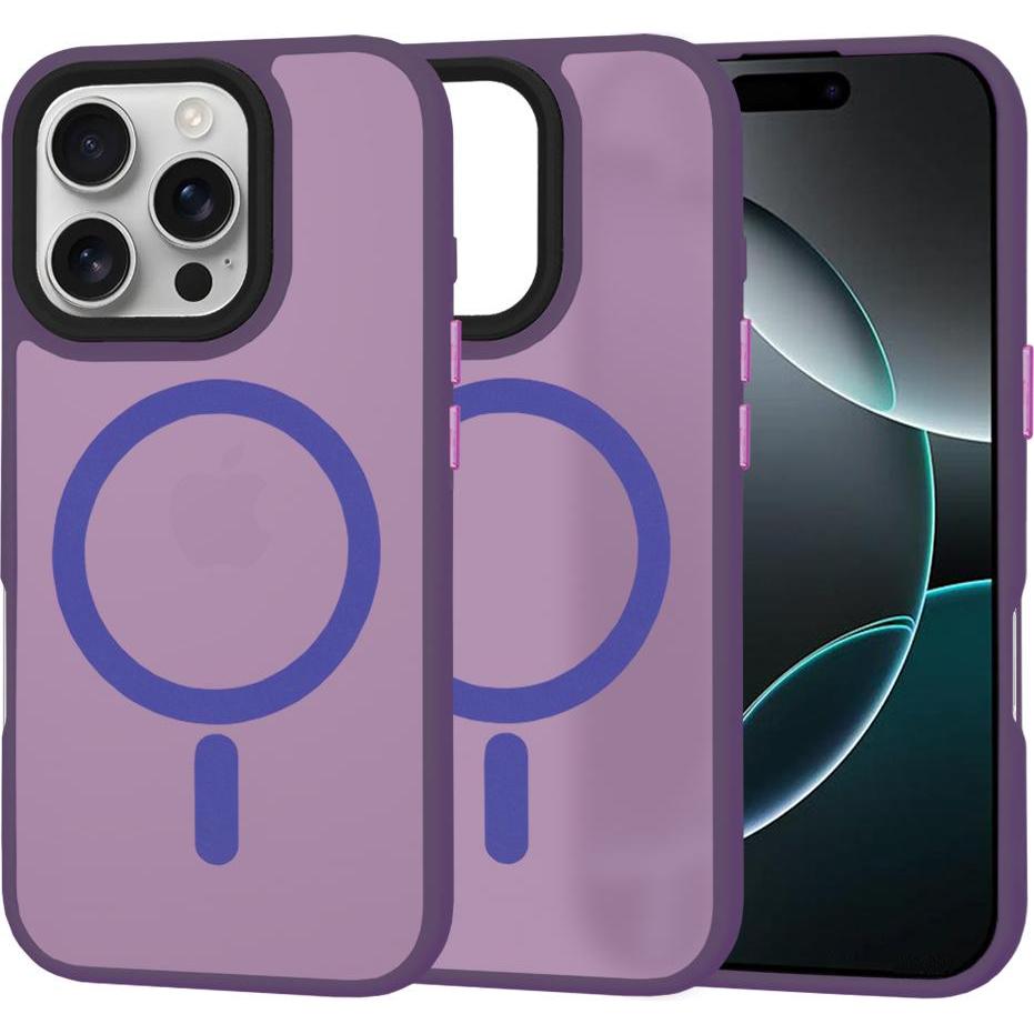 Techsuit - HaloFrost MagSafe Series - iPhone 16 Pro - Deep Purple (Apple iPhone 16 Pro), Cover smartphone, Viola