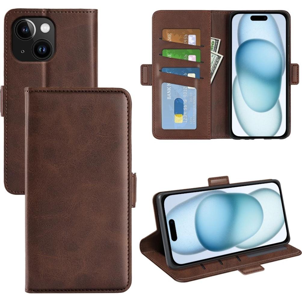 Screenguard CardLounge Apple iPhone 15 Plus Leder Hülle (Apple iPhone 15 Plus), Smartphone Hülle, Braun