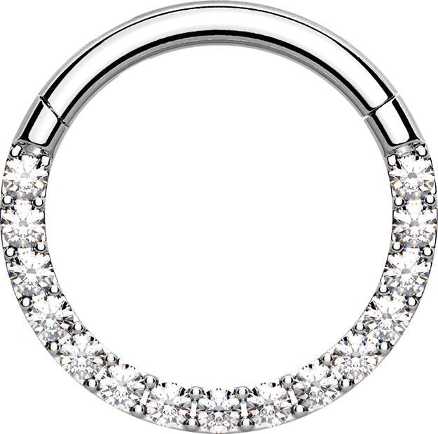 Immagine prodotto Star Piercing Anello a segmenti con cerniera in argento cristalli anteriori argento (Acciaio chirurgico 316L, senza ottone)