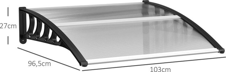 Actual product image Outsunny Pultvordach Polycarbonate, Aluminium Transparent+Schwarz