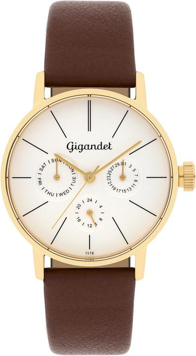 Gigandet Dames analoog Japans kwartsuurwerk horloge met lederen armband 12VNAG38NE003 zilver (Analoguhr)