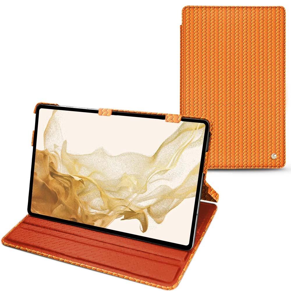 Thumbnail - Noreve Lederschutzhülle horizontal (Galaxy Tab S8), Tablet Hülle, Orange