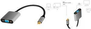 Immagine prodotto LogiLink LinkLink CUA0104 Adattatore USB 3.2 Gen 1 C/M a VGA, 1080p/60Hz, alluminio, nero/grigio, 0,15 m (15 cm)