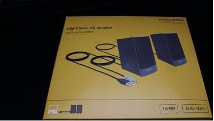 Actual product image Delock USB stereo 2.0 speaker with 3.5 mm jack and USB power