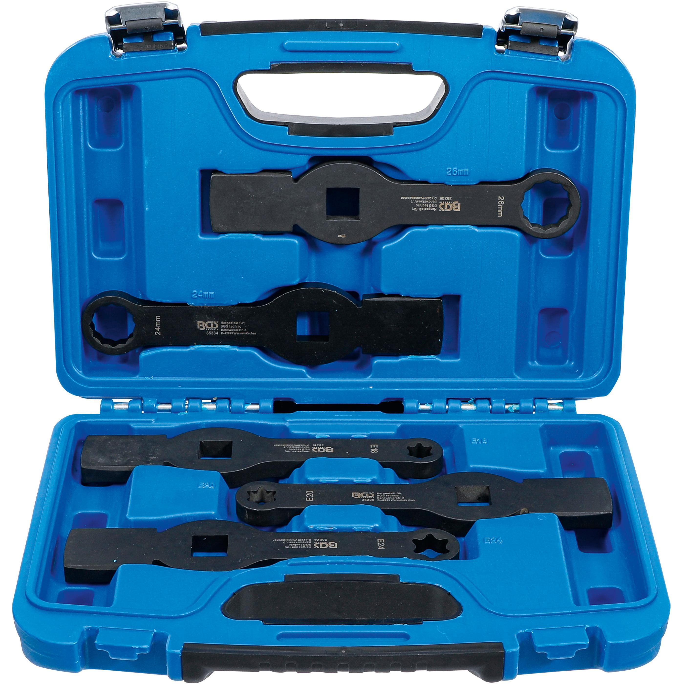 BGS, Schraubenschlüssel, Schlag-Ringschlüssel-Satz Zwölfkant / E-Profil (für Torx) 5-tlg.