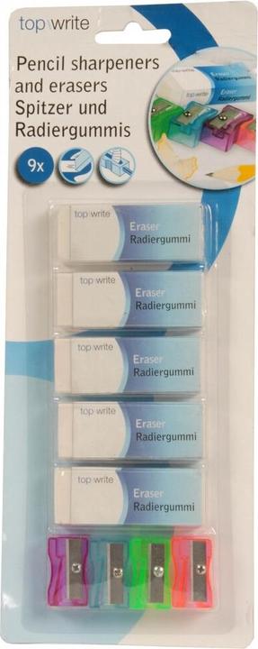 Actual product image Topwrite Sharpener & Eraser 9pcs.
