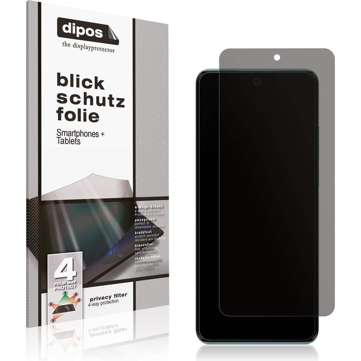 Dipos Blickschutzfolie 4-Way Privacy (1 Stück, Motorola Edge 40 Neo), Smartphone Schutzfolie, Transparent