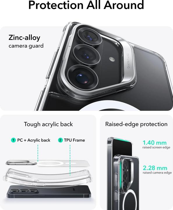 Actual product image ESR - Classic Hybrid HaloLock Kickstand - Samsung Galaxy S26 - Clear (Samsung Galaxy S26)