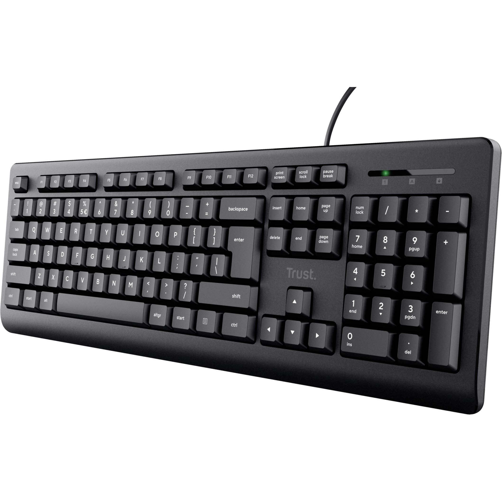 Trust TK-150 Tastatur (DE, Kabelgebunden), Tastatur, Schwarz