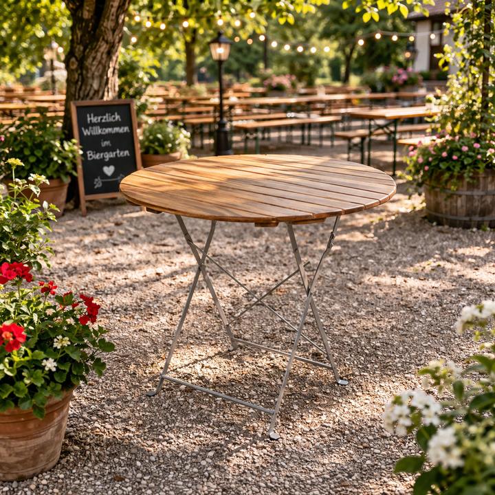Produktbild Mojawo Biergarten Tisch Klapptisch Gartentisch Stehtisch klappbar Akazie Stahl Ø80cm